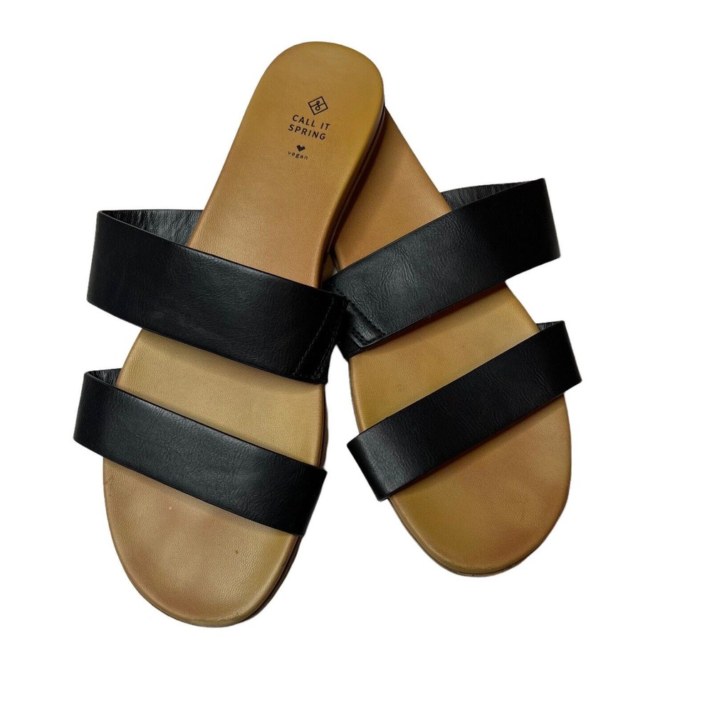 Call It Spring Double Strap Flat‎ Vegan Sandal Size 6.5